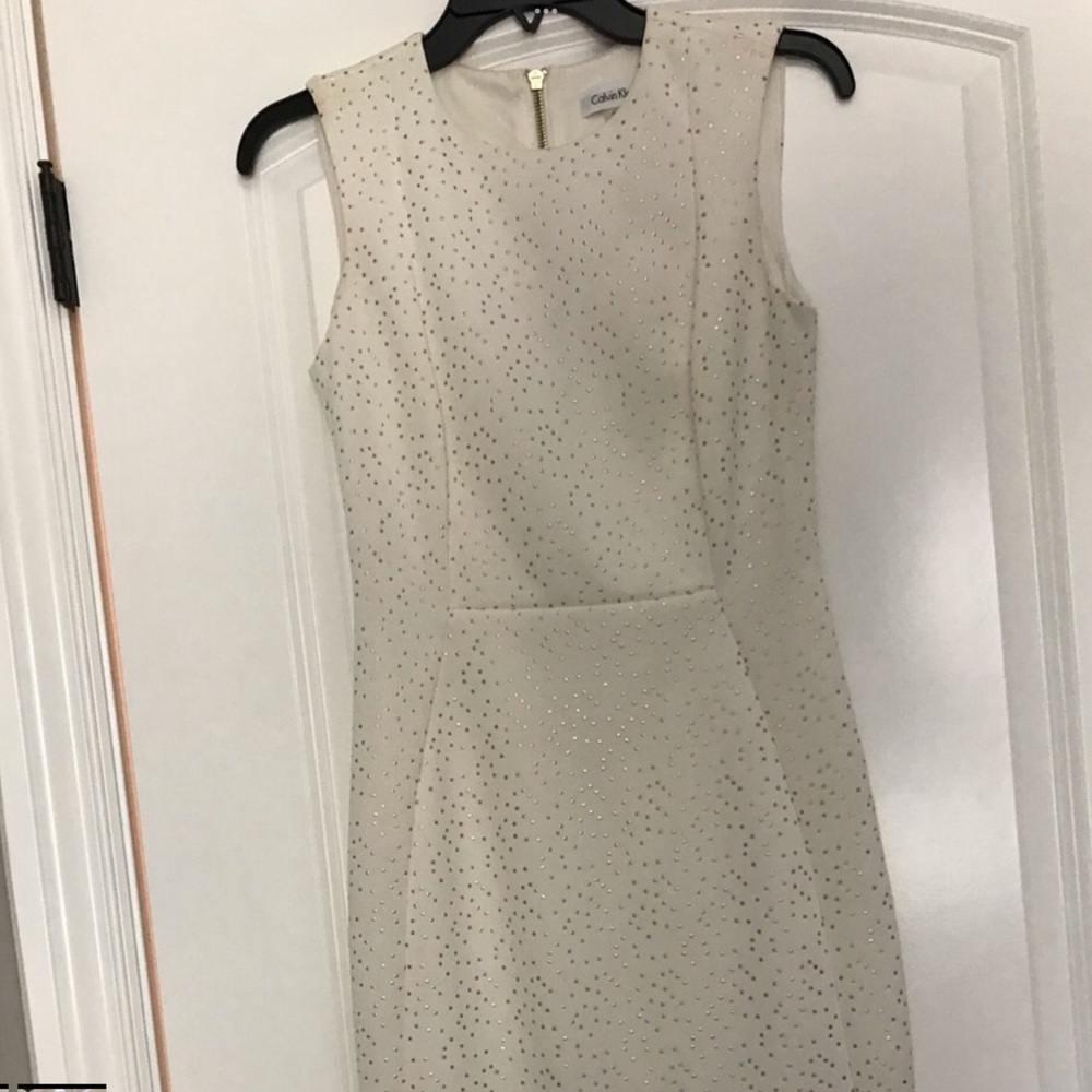 Calvin Klein Cream Sleeveless Midi Dress
